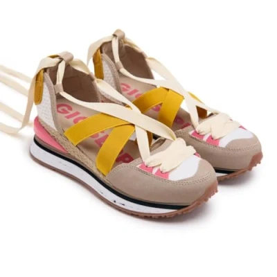 Afbeelding van Sneakers Beige type espadrille met sleehak voor dames, Beige, 41 EU