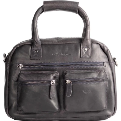 Afbeelding van Tas Dames Donkerblauw Leer Lederen Schoudertas Handtas Echt Medium Formaat