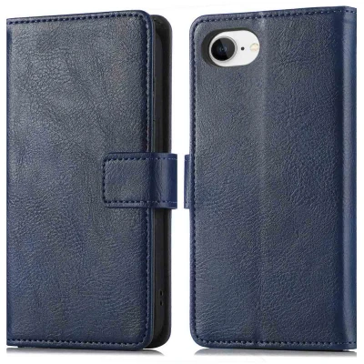 Afbeelding van iPhone SE 4 Hoesje Kunstleder imoshion Bookcase Donkerblauw Telefoonhoesje