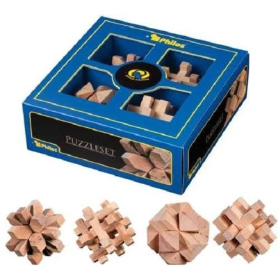 Afbeelding van Philos Puzzelset, 4 houten puzzels 21x21x7.5 cm Mental Training