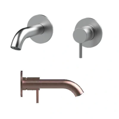Afbeelding van SB Round 316 inbouw wastafelmengkraan Geborsteld Koper PVD 102mm