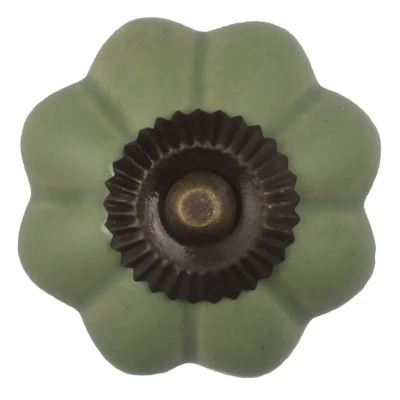 Afbeelding van Meubelbeslag Meubelknop 40mm bloem groen brons