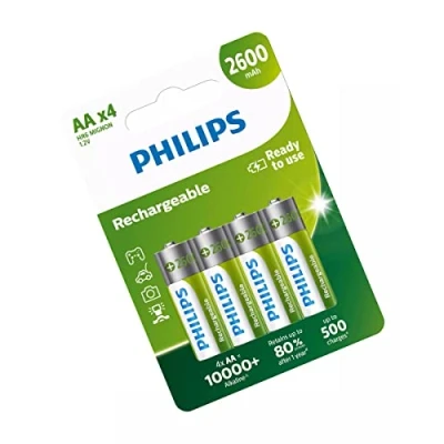 Afbeelding van Oplaadbare AA batterijen, 4 stuks, 2600 mAh. PHILPS
