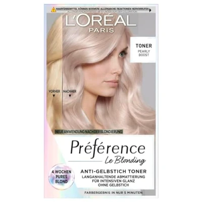 Afbeelding van L&#039;Oréal Paris Haartoner, anti vergeling voor koel blond en intensieve glans, zonder ammoniak, préférence le blonding, Pearly Boost