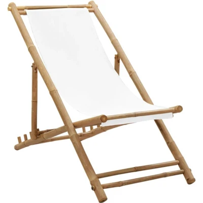 Afbeelding van Terrasstoel bamboe en canvas