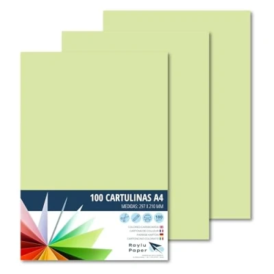 Afbeelding van Raylu Paper® A4 100 stuks groen 180 g, 210 x 297 mm, zacht gevoel, ideaal voor binden, kantoorwerk, tekenen, knutselen, geschikt school. (appelgroen)