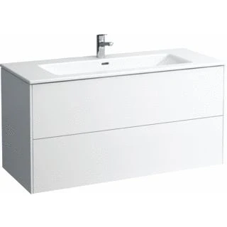 Afbeelding van LAUFEN Pro S + Base Pack wastafel met meubel 2 kraangaten overloop