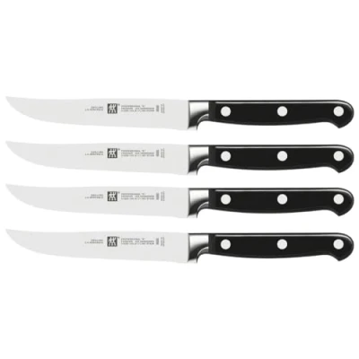 Afbeelding van ZWILLING Professional S steakmessenset 4 delig, lengte lemmet 12 cm, roestvrij speciaal staal/kunststof handvat met klinknagels, zwart [Made in Germany]