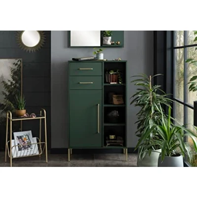 Afbeelding van Schildmeyer Kent Highboard, houtmateriaal, bosgroen/goud, 67,1 x 33,1 117,4 cm