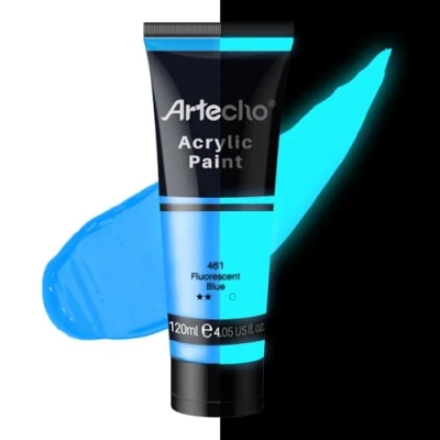 Afbeelding van Artecho acrylverf 120 ml, blauwe lichtverf, waterdicht en lichtecht, sneldrogend, voor canvas, hout, stof, handwerk, leer steen