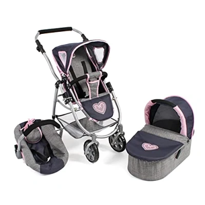 Afbeelding van Bayer Chic 2000 637 26 Combi poppenwagen Emotion 3 in 1 All In, Melange grijs Navy