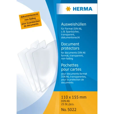 Afbeelding van 25x Herma Documenthoezen 110x155 mm voor formaat DIN A6, spaarboekjes