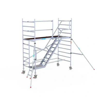 Afbeelding van Pro. alu trappentoren carbondeck 1.35x3.05x4.20m werkhoogte