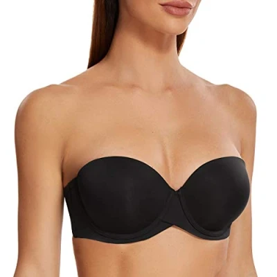 Afbeelding van MELENECA VROUWEN Opdrukken Strapless BH Gewatteerde Beker met Beugel Zwart 75B