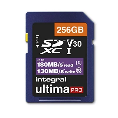 Afbeelding van SD kaart 256 GB Integral 4K videoleessnelheid 180 MB/s en schrijfsnelheid 130 SDXC V30 U3 Onze snelste high speed geheugenkaart aller tijden