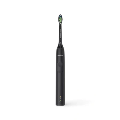Afbeelding van Philips Sonicare 4100 elektrische tandenborstel voor volwassenen met 1 W2 Optimal White Sonic opzetborstel in zwart, slank reisetui en USB oplader (model HX3683/54)