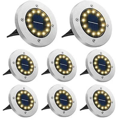 Afbeelding van Bowfar Bodemverlichting op zonne energie, 8 stuks, tuinverlichting energie met 12 leds voor buiten, 3000 K, warmwit, waterdicht, led tuinverlichting, zonnelampen gazon, oprit, looppad,