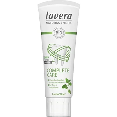 Afbeelding van lavera Complete Care Tandpasta, zonder titaandioxide, 5 voudige bescherming, biologische munt en natriumfluoride, veganistisch, 75 ml