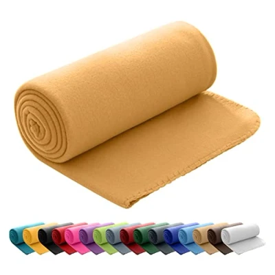 Afbeelding van Wometo Fleecedeken, OekoTex, 130 x 160 cm, 400 g, met anti pluisstiksel aan de rand, blauw/donkerblauw.
