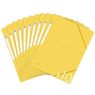 Afbeelding van Oxford Topfile+ Documentenmap, 3 flapjes, A4 formaat, elastisch, geel, 10 stuks