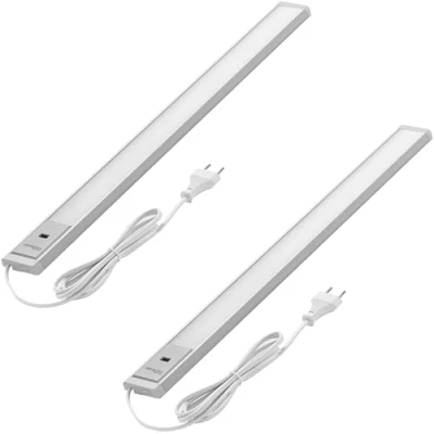 Afbeelding van Oktaplex set van 2 Riva LED onderkastverlichting sensor 690lm warm wit 57,5cm keukenverlichting dimbaar keuken 10W zilver 230V