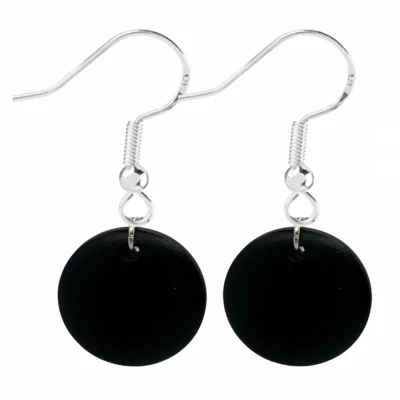 Afbeelding van Oorbellen Hout Zwart Zilver 2 cm Tordis Charme Bijoux