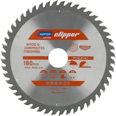Afbeelding van Norton Clipper Hout en Composiet Zaagblad ATB Finishing 180mm 48 tanden Voor Cirkelzagen Afkortzagen