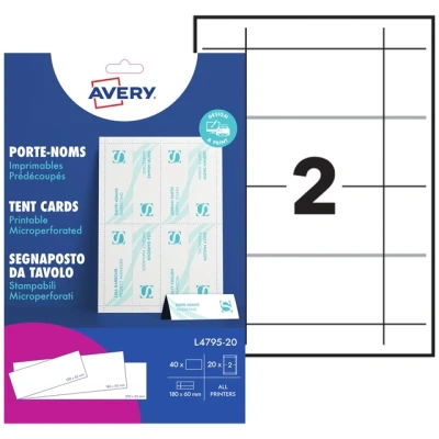 Afbeelding van Tafelnaambord Avery L4795 20 180x60mm wit 40stuks