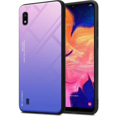 Afbeelding van Cadorabo Hoesje geschikt voor Samsung Galaxy A10 / M10 in ROZE BLAUW Tweekleurige beschermhoes van TPU silicone Case Cover en achterzijde gehard glas