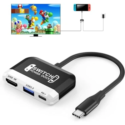Afbeelding van Switch TV Dock voor Switch/OLED, 3 in 1 adapter met 4K HDMI, USB 3.0 poort, type C 100W PD opladen, draagbaar docking station reizen Switch/Switch OLED