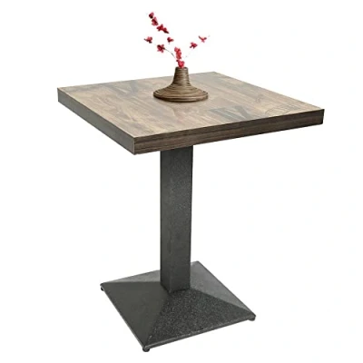 Afbeelding van Vierkante tafel, Bar Bistrotafel, 60 * 75 cm, industriële stijl, houten plank + ijzeren voetjes, maximale belasting 120 kg