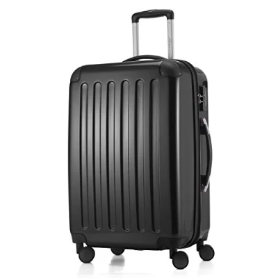 Afbeelding van HAUPTSTADTKOFFER ALEX koffer met harde schaal, trolley, rolkoffer, reiskoffer, 4 dubbele wielen, uitbreiding, zwart, 65 cm,