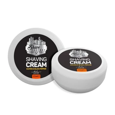 Afbeelding van The Shave Factory Shaving Cream Soap De Ultieme Scheerzeep voor een Gladde en Verzorgde Scheerervaring Hoogwaardige Ingrediënten Luxe Geur 125ML (Cloves &amp; Black Pepper)