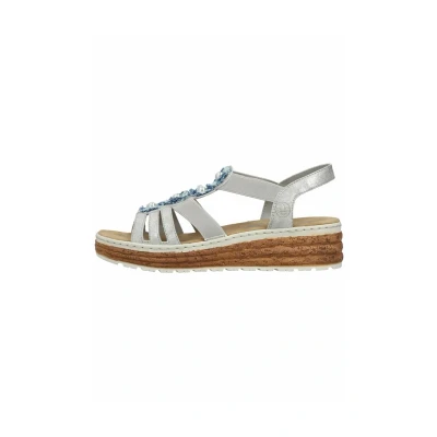 Afbeelding van Rieker Sandalen met plateauzool Fog silver, Dames, Maat: 43, silver Kunststof