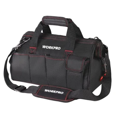 Afbeelding van WORKPRO W081021A Gereedschapstas, Muti Purpose Brede Mond Opbergtas, 35 cm, Blauw, Zwart