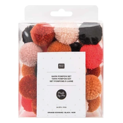 Afbeelding van Pompon garen oranje/zwart (24st)