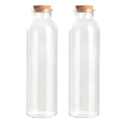 Afbeelding van Magic Season Decoratieve glazen fles met kurk stop (350 ml ronde flessen/2 stuks)