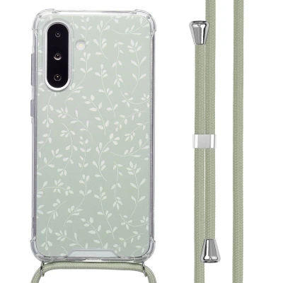 Afbeelding van imoshion Hoesje Geschikt voor Samsung Galaxy A36 Design met Koord Smoke Green Flowers