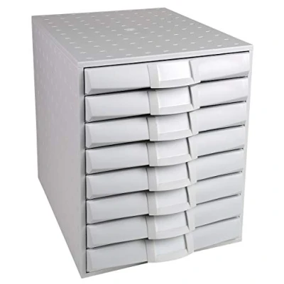 Afbeelding van Exacompta ref. 226040D Organisatiesysteem Ladebox &quot;THE SYSTEM&quot; met 8 gesloten laden voor A4+ documenten Afmetingen: Diepte 38,7 x Breedte 28,4 Hoogte 33,8 cm Lichtgrijs