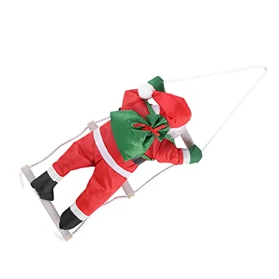 Afbeelding van kerstman speelgoed ornament, klimmen op touw ladder voor kerstboom indoor/outdoor opknoping ornament decoratie (één speelgoed)