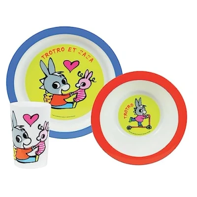 Afbeelding van FUN HOUSE 005802 TROTRO lunchset bestaande uit bord, kom en glas voor kinderen