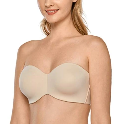 Afbeelding van DELIMIRA Strapless bh Voor Dames Zonder Beugel Minimizer Met Plus Ondersteuning Maten Beige 75E