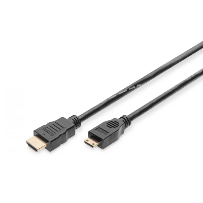 Afbeelding van Digitus AK 330106 030 S HDMI kabel Aansluitkabel A stekker, mini C stekker 3.00 m Zwart Vergulde steekco