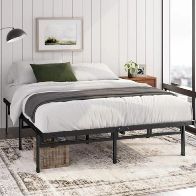 Afbeelding van Zinus Justin bed 140 x 190 cm 36 hoog met opbergruimte onder het platform van metaal zwart