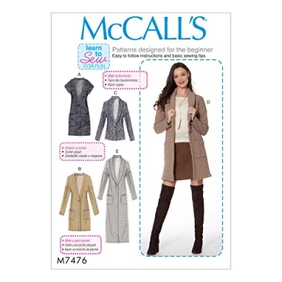 Afbeelding van McCall &#039;s Patronen Vest en jassen, meerkleurig, maten xsm med p, 60 x 109 0,64 cm