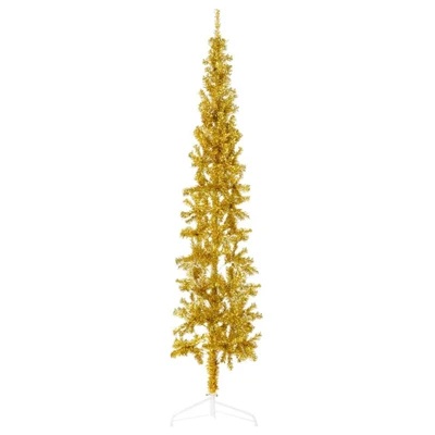 Afbeelding van Kunstkerstboom Half Met Standaard Smal 210 Cm Goudkleurig