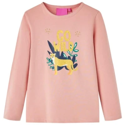Afbeelding van Kindershirt met lange mouwen dierenprint 116 lichtroze
