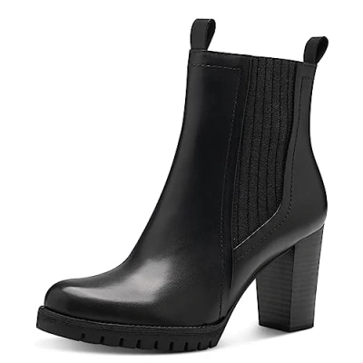 Afbeelding van Marco Tozzi Enkellaarsjes met hoge hak, Dames, Maat: 37, Black Leer