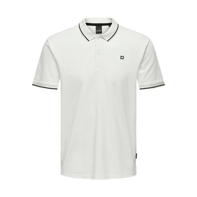 Afbeelding van ONLY &amp; SONS ONSFLETCHER Poloshirt voor heren, regular fit, XS, S, M, L, XL, XXL, Helder Wit Zwart Contrast Stripe, XS