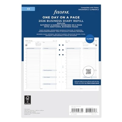Afbeelding van Filofax A5 werkdag per pagina Engelse afspraken 2026 dagboek 26 68519